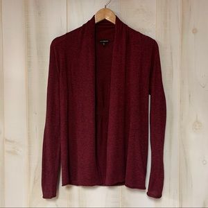 Express Red Black Marled Cardigan Sweater XS Cinch